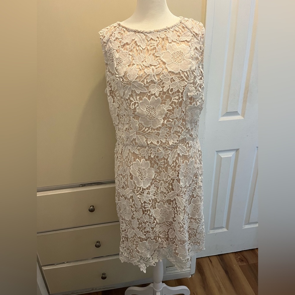 LOFT Cream Lace Overlay Dress